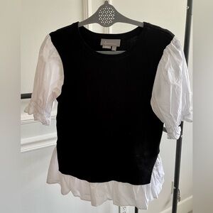 Anthropologie Layered Poplin-Sleeve Top